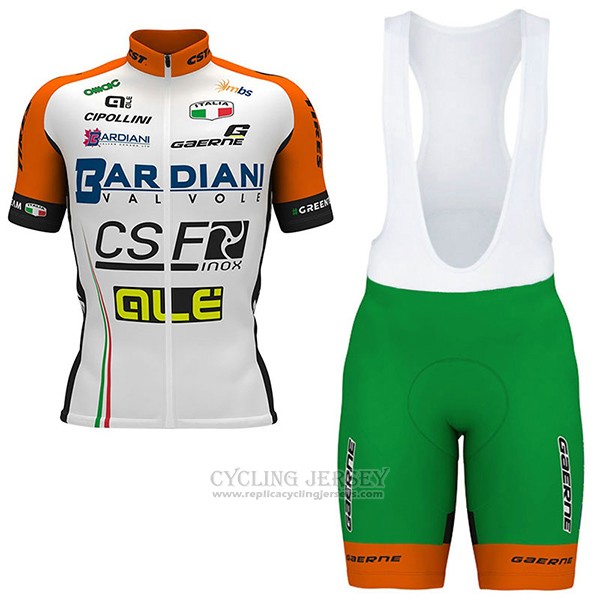 2017 Cycling Jersey Bardiani Csf White and Green Short Sleeve and Bib Short
